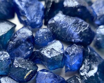 36.15 CTS Natural Deep Royal Blue-Green Sapphire Rough Lot – Facet Grade Raw Gemstones for Cutting & Jewelry Making