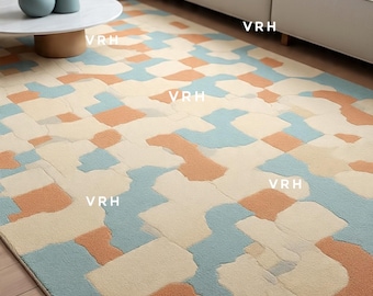 Handknuten Oushak ullmatta: Beige, grön, rosa, turkisk stil