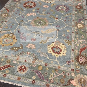 Persian Knots Exquisite Beige Oushak style Hand Knotted Rug 4x6, 5x8, 6x9, 8x10, 9x12, 10x14 ft Contemporary Handmade Rugs for Living Room