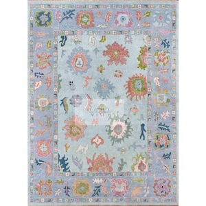 Modern Area Rug 9x12 Modern Oushak Rug Handmade Turkish Wool Rug For Bedroom Green Orange Rug 8x10: Touch of Pink, Luxury Turquoise Rug.