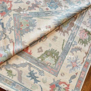 10X14 Beige Oushak rug muted multi size 8x10/9x12/10x14 Hand-knotted Vintage Turkish Oushak Wool Area Rug for Living Room, Hall, Dining room