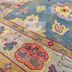 Blue Modern Oushak Hand Knotted Rug 4x6, 5x8, 6x9, 8x10, 9x12, 10x14 ft Handmade Rugs for Living Room - Antique Contemporary rug