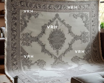 Hand Knotted Wool Oushak Rug: Beige & Green Turkish Style, Custom Size