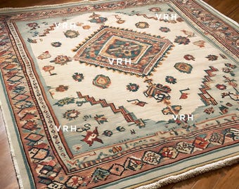Hand Knotted Wool Rug, Multi Pink Oushak Style, Contemporary Floral Design