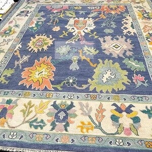 Lt. Blue Exquisite Oushak style Hand Knotted Rug 4x6, 5x8, 6x9, 8x10, 9x12, 10x14 ft Contemporary Handmade Rugs for Living Room