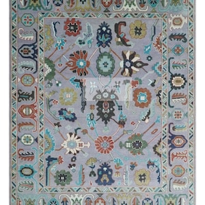 Oushak rug muted 8x10/9X12/10x14 Turkish knot rug Hand-knotted Vintage Antique Oushak Wool Area Rug for Living Room, Dining room.