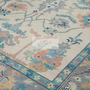 Lt. Blue Pink Exquisite Oushak style Hand Knotted Rug 4x6, 5x8, 6x9, 8x10, 9x12, 10x14 ft Contemporary Handmade Rugs for Living Room