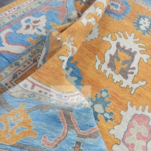 Persian Knots Exquisite Peach Oushak style Hand Knotted Rug 4x6, 5x8, 6x9, 8x10, 9x12, 10x14 ft Contemporary Handmade Rugs for Living Room