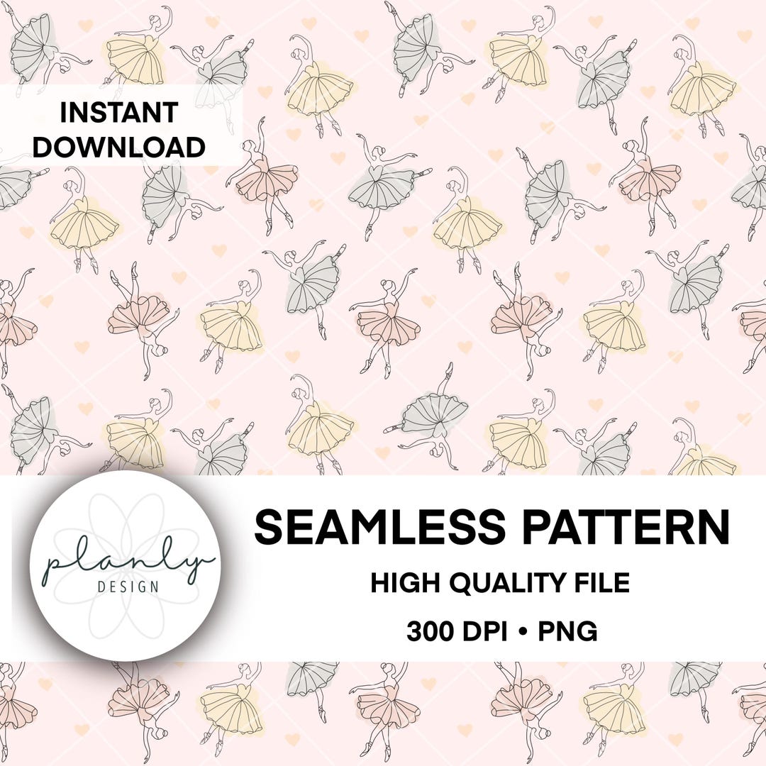 Seamless Dance Pattern, Seamless Ballerina Pattern, Cute Ballet ...