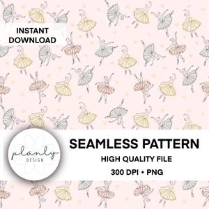 Seamless Dance Pattern, Seamless Ballerina Pattern, Cute Ballet Background, Ballet Seamless Digital Paper, Cute Dance Wallpaper, Ballerinas