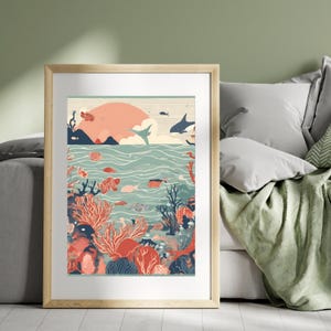 Póster de animales marinos - Arte oceánico - Vintage - Impresión de vida salvaje - Arte de peces - Naturaleza - Idea de regalo - Impresión náutica - Póster de peces - Regalo de decoración del hogar