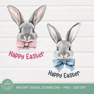 Happy Easter Bunny Design | PNG | Girl Bunny | Boy Bunny | Baby&#39;s First Easter T Shirt Design | Easter Bag PNG | Digital Download