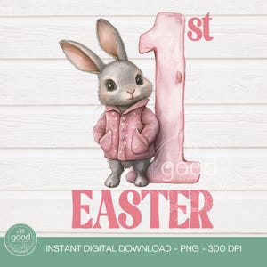 My 1st Easter Bunny Design | PNG | Pink Girl Bunny | Baby&#39;s First Easter T Shirt Design | Easter Bag PNG | First Easter | Digital Download