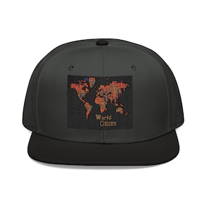 Weltbürger Snapback Hut, Coole Reisekappe für Abenteurer, Unisex Streetwear, Geschenk für Reisende, Trendiger bestickter Hut