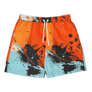 Zwemshorts Bold Splash, kleurrijke strandkleding, essentials voor poolparty's, vakantieshorts zomer, unieke zwembroek Zwemkleding voor heren