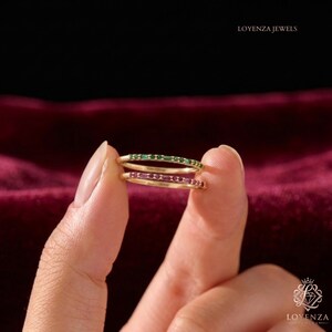 14K Solid Gold Birthstone Ring | Emerald Ruby Stacking Band | Dainty Personalized Gemstone Jewelry | Family Mothers Ring | Unique Gift Her