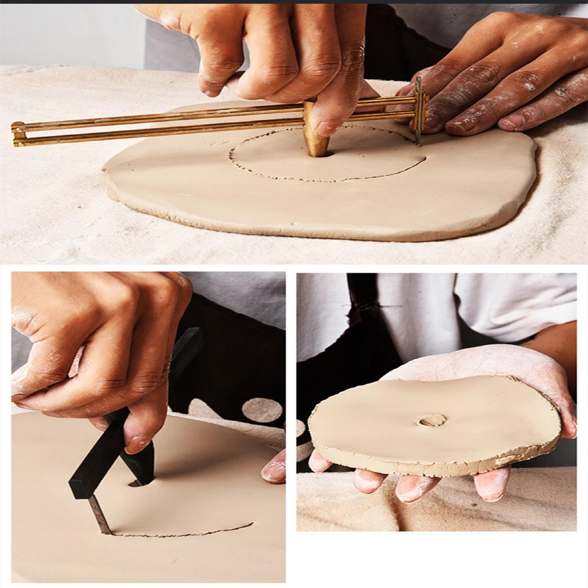 Pottery Round Ruler Pottery Art Tools, Copper/plastic/wood, Circle Cutter, Circular Cutting ...