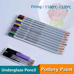 Lápiz de cerámica bajo vidriado, varios colores, pigmento cerámico, bolígrafo de dibujo, proyecto escolar de cerámica DIY, manualidades para colorear, diseño de superficies artísticas