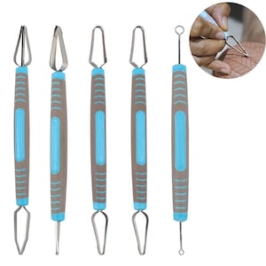 Pottery Texture Tool, Multiple Sizes, Plastic Handle Stainless Steel, Clay Double Head Ring Carving tool, Ceramic Modelling, DIY Sculptures