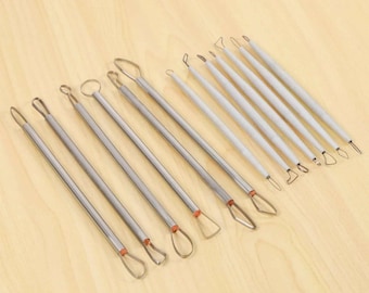 Polymer Clay Sculpting Tool Set, 13pcs, Stainless Steel/Aluminum, Pottery Carving, Ribbon Wire Loop End, Ceramic Shaping Engraving Detailing