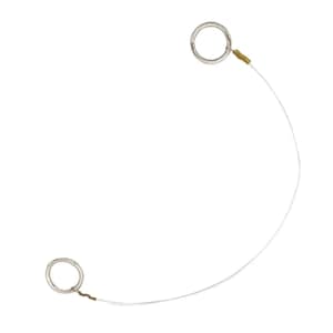 May include: A wire saw featuring two silver metal finger rings. A thin wire connects the rings, with a small gold-coloured crimp at each end. The saw is designed for cutting.