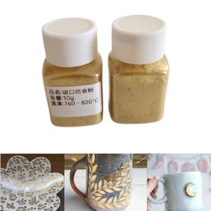 Esmalte cerámico, botella de 10 g, polvo de imitación de oro, pintura metálica para esculturas, material especial para pintar esculturas, esmaltado de cerámica, manualidades DIY