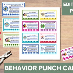 Editable Kids Reward Punch Cards: Good Behavior Tracker (Digital Download, Fillable PDF)