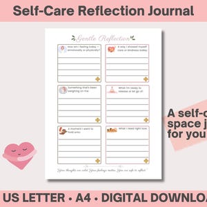 Self Care Reflection Journal– Gentle Daily Prompts for Mindful Moms – Mental Health Journal A4 & US Letter PDF