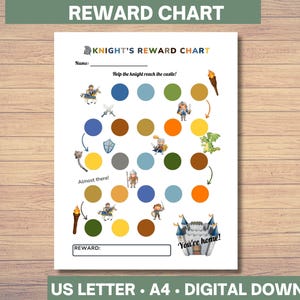 Knight Reward Chart for Kids: Printable Behavior Tracker (PDF Download)