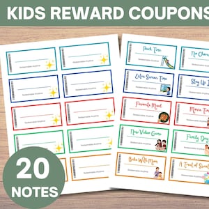 Kinder-Belohnungsgutscheine, druckbare Belohnungsgutscheine für Kinder, Verhaltensgutscheine, Kinder-Belohnungstickets, Kinder-Belohnungstoken, US Letter & A4