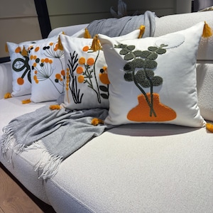 Punch Nadel bestickter Kissenbezug, handgefertigtes strukturiertes Kissen, wurfkissen, gemütliches Wohndekor, einzigartiges Geschenk, weiches Textilaccessoire, Dekoration