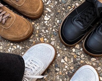 Handmade Leather Barefoot Sneakers: Wide Toe Box Minimalist Shoes