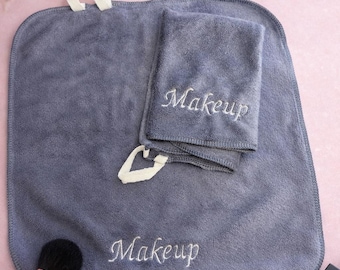 Makeup Remover Cloth Set | Reusable Makeup Towels | Embroidered Face Cloth | Soft Microfiber Washcloth | Skincare Gift for Her