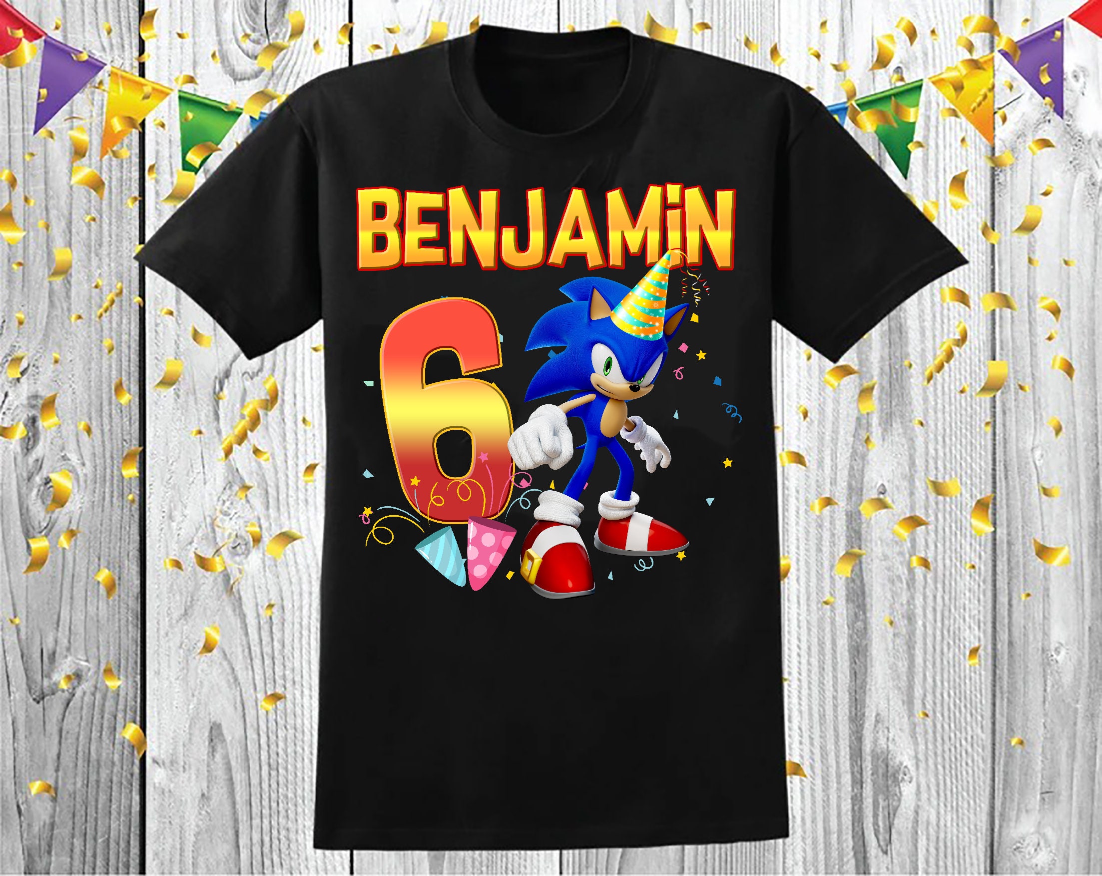Personalized Sonic the Hedgehog Birthday, Custom Name Sonic Shadow Shirt