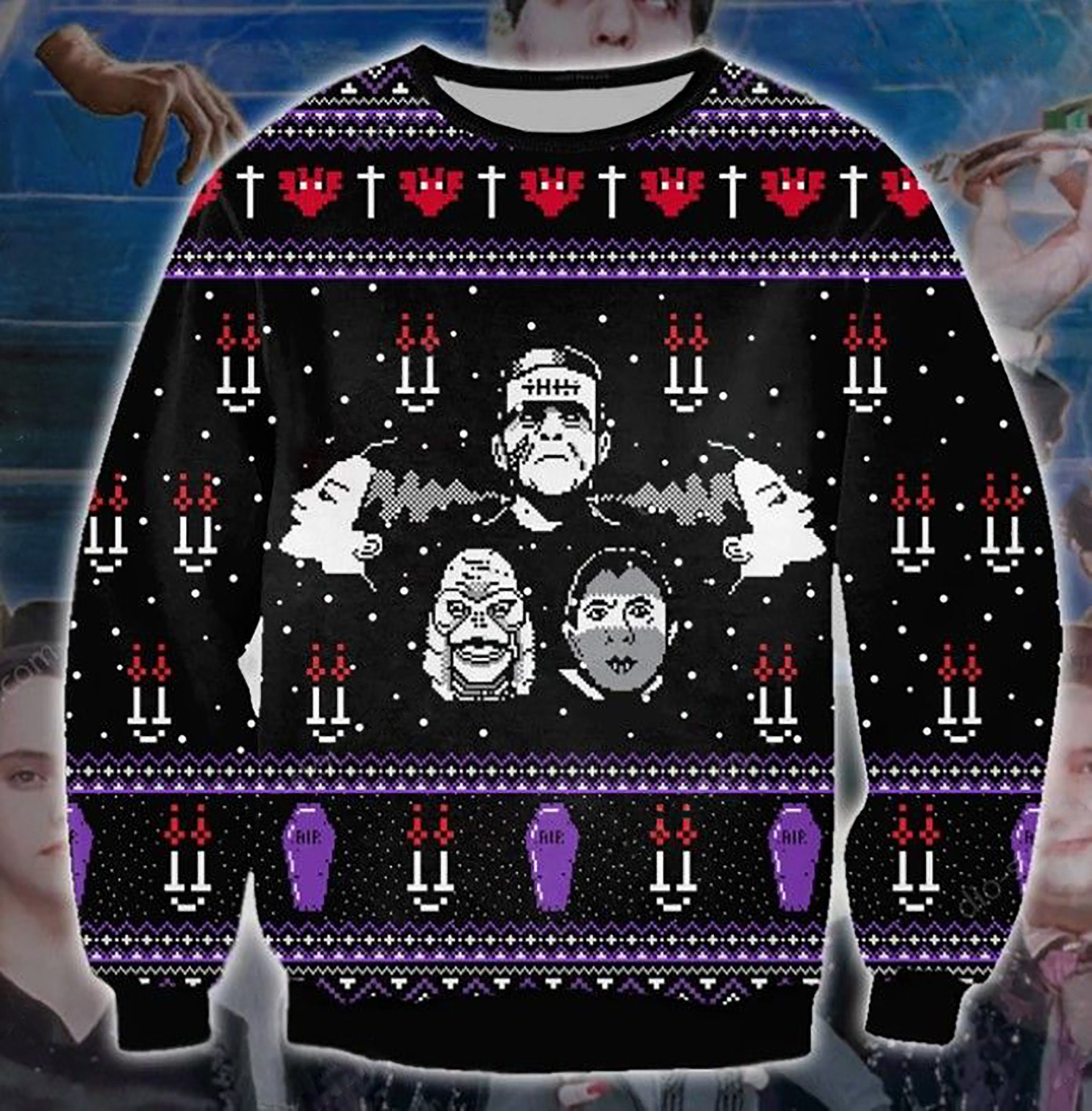 Discover Franklinstein The Addams Family 3D Christmas Ugly Sweater