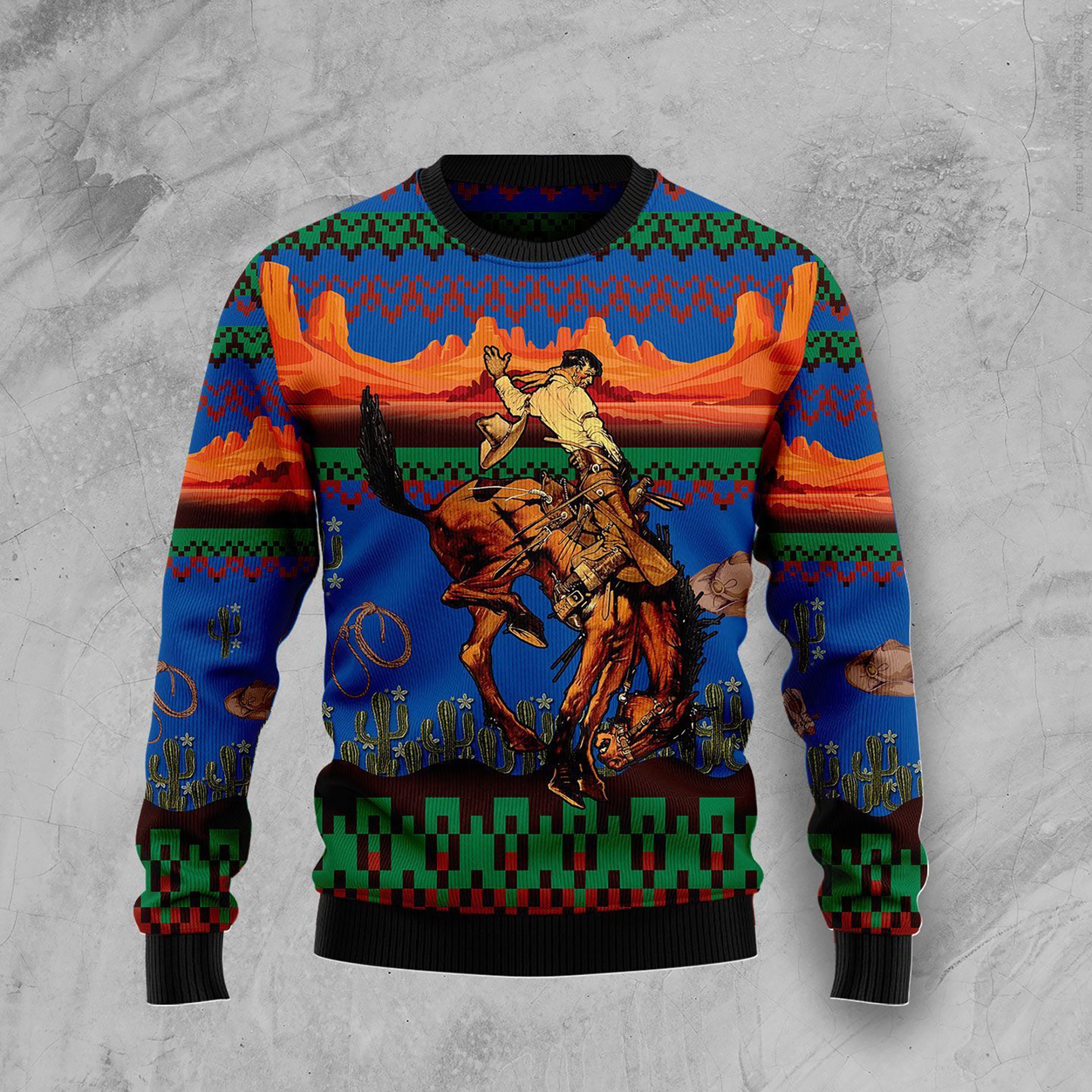 Discover 3D Cowboy Desert Cactus Ugly Christmas Sweater