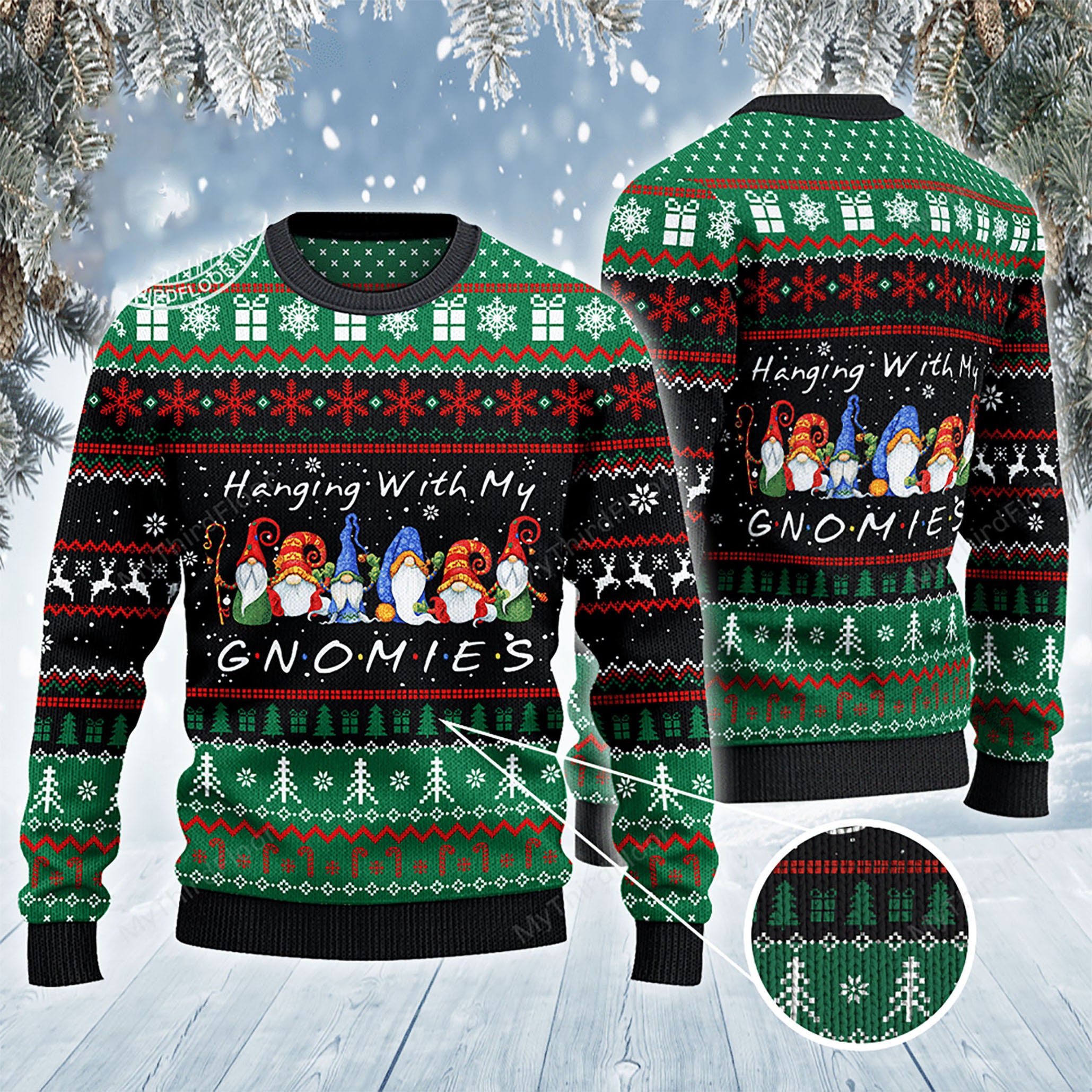 Discover 3D Hanging With My Gnomies Noel Ugly Christmas Sweater