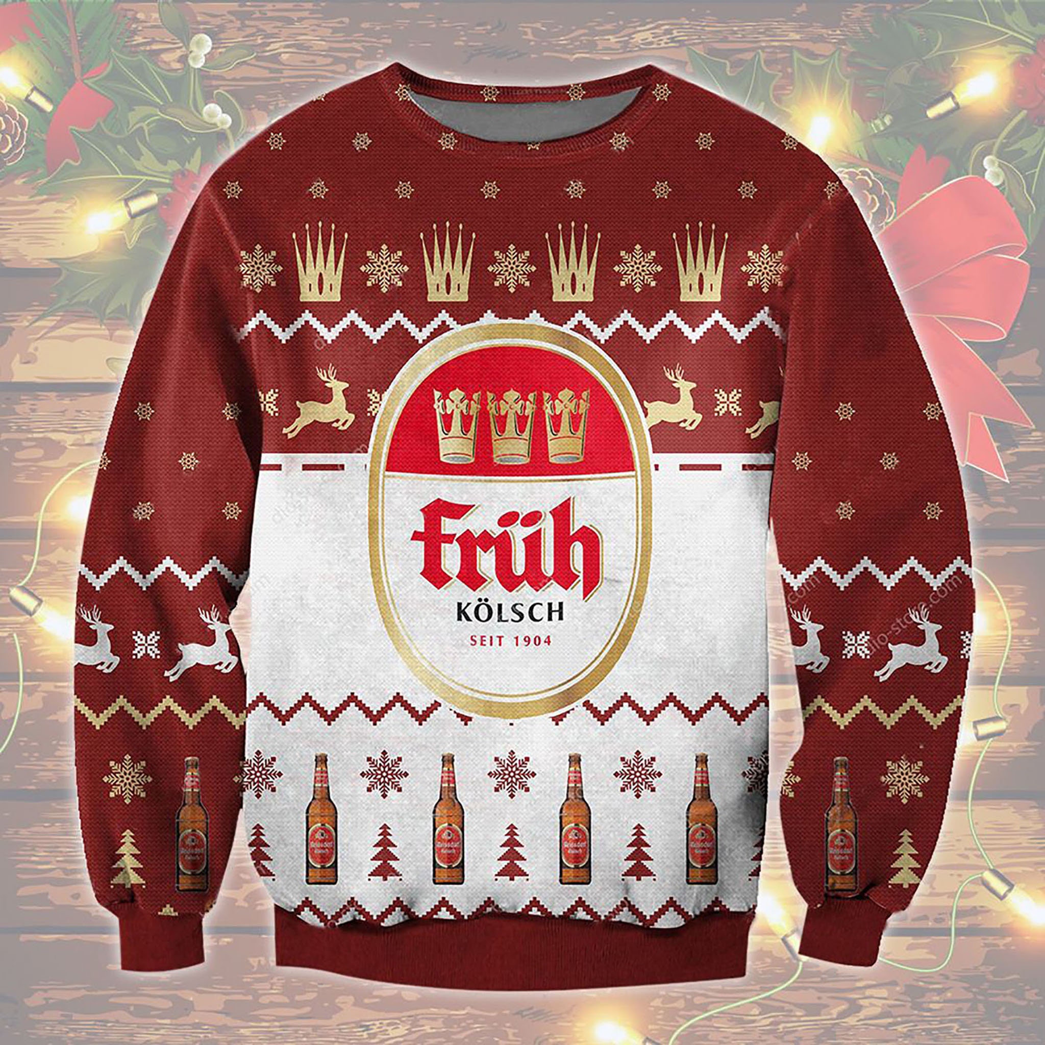 Discover 3D Fruh Kolsch 1904 Beer Ugly Sweater Christmas