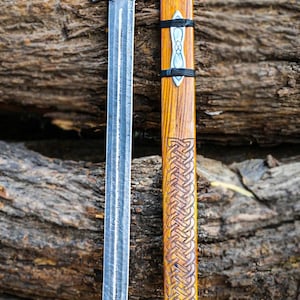 Handmade Damascus Steel Viking Sword: Northman Replica with Scabbard