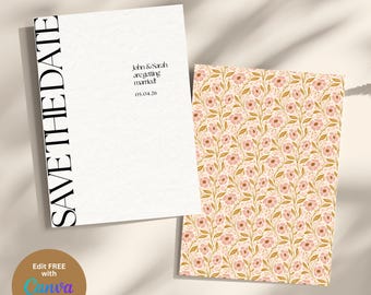 ヴィンテージウェディングのSave The Date || ヴィンテージ、シンプル、花柄、モダン