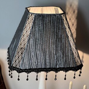 Silver fabric lampshade for a unique floor lamp, for an original interior.