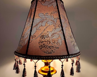 Pantalla De Lámpara Vintage E14 De Tela Lino - Estilo Victoriano Con Flecos, Para Lámpara De Mesa O Techo