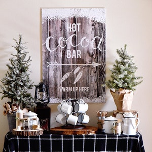 Hot Chocolate Bar Sign Cabin in the Woods Edition INSTANT DOWNLOAD image 1