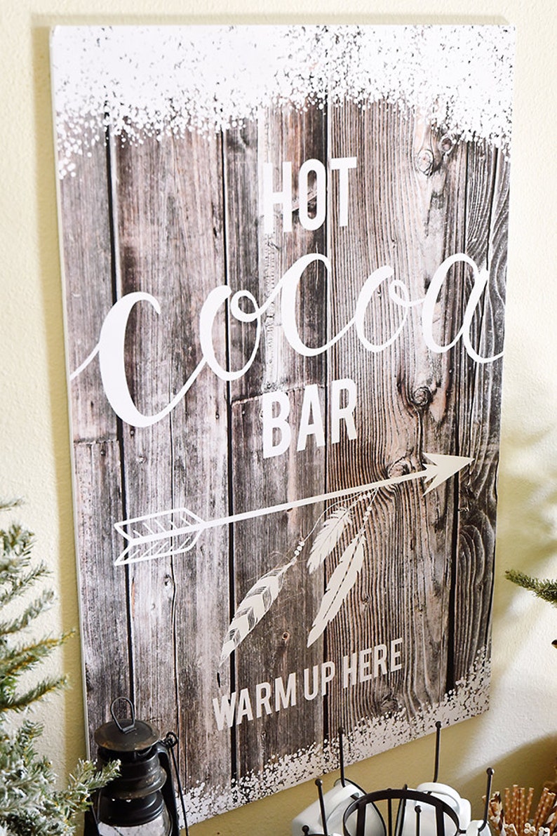 Hot Chocolate Bar Sign Cabin in the Woods Edition INSTANT DOWNLOAD image 4