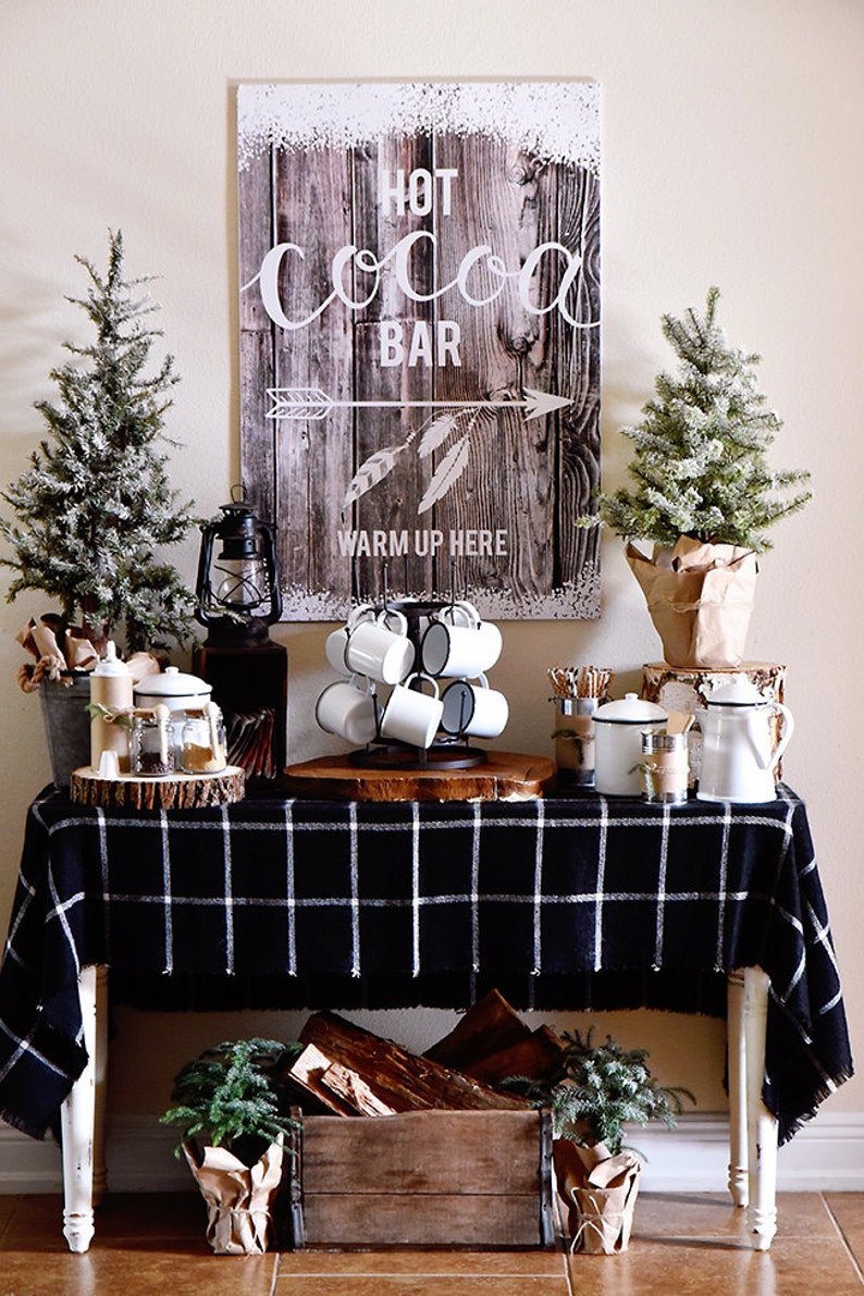 Hot Chocolate Bar Sign Cabin in the Woods Edition INSTANT DOWNLOAD image 1