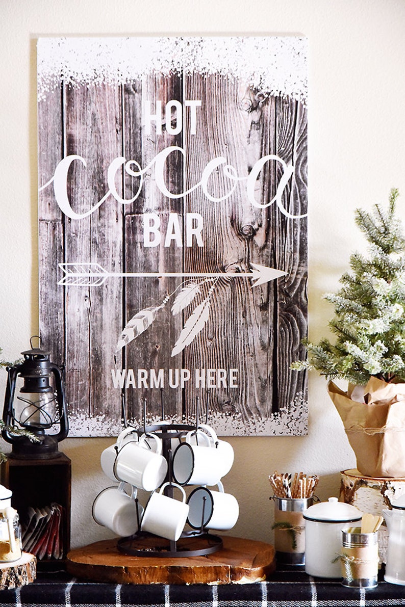 Hot Chocolate Bar Sign Cabin in the Woods Edition INSTANT DOWNLOAD image 2