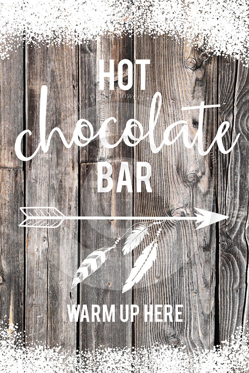 Hot Chocolate Bar Sign Cabin in the Woods Edition INSTANT DOWNLOAD image 6