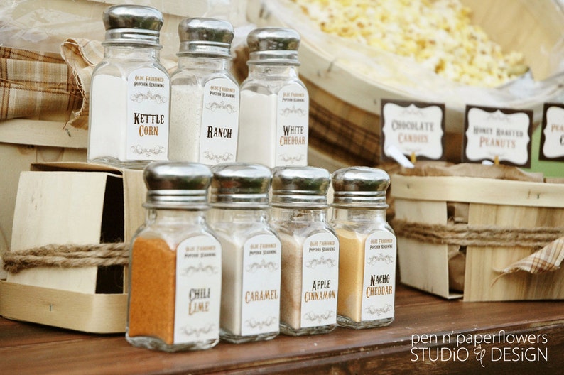 Rustic Popcorn Bar Collection INSTANT DOWNLOAD image 2