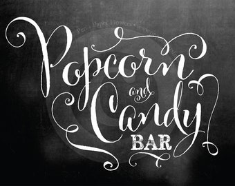 Popcorn and Candy Bar Sign ---> INSTANT DOWNLOAD