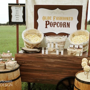 Rustic Popcorn Bar Collection INSTANT DOWNLOAD image 1